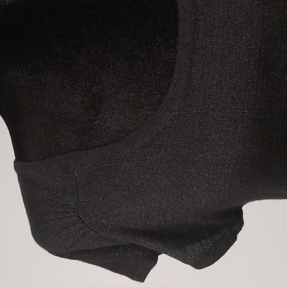 mac & jac Black Ruffle Shoulder Round Neck Silver Shine Short Sleeve Top - Picture 3 of 10